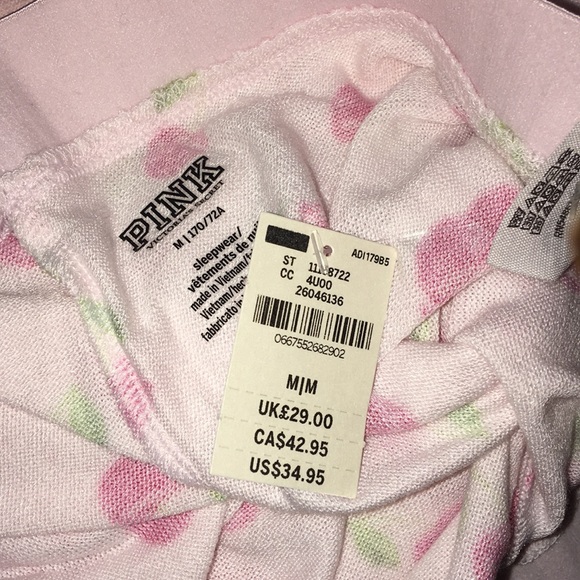 VS pink cozy sleep pants pink cherry pajama pants - Picture 3 of 3